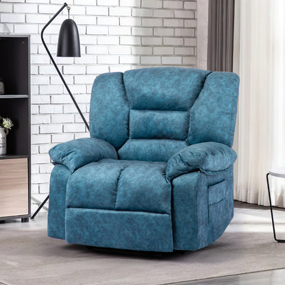 Azure Oversized Recliner Sofa with Massage and Heating - Blue