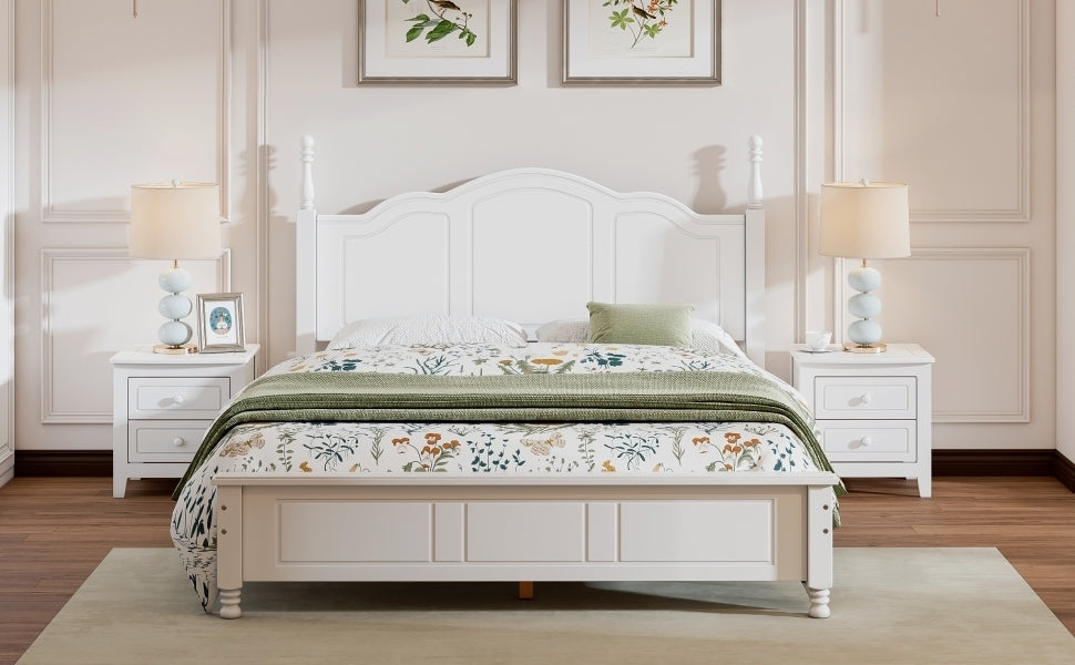 Quarto Full Size Wood Platform Bed Frame - White