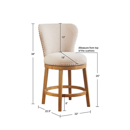 Stewart Upholstered 360 Degree Swivel Counter Stool  - Tan