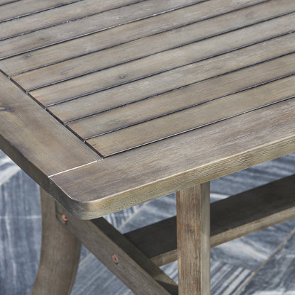 Aloe Farmhouse Wood Patio Dining Table  - Gray Wash