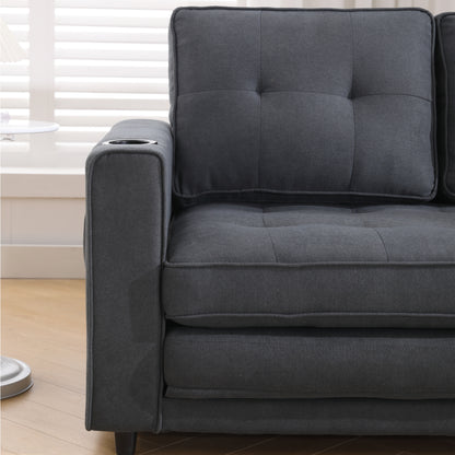 Neo Tufted Loveseat with Pull Out Sleeper - Dark Gray