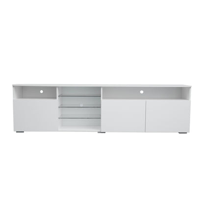 Ivan TV Stand LED High Gloss Doors - White