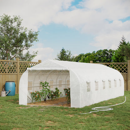 Emery 26' x 10' x 7' Walk-In Greenhouse Tunnel - White