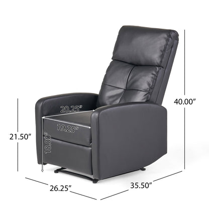 Henson Faux Leather Recliner Chair - Black