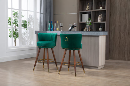 Emily  Bar Stools with Back and Footrest  - Emerald Set of 2