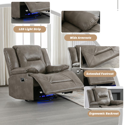 Meyer 360° Swivel and Rocking Manual Recliner Chair with a LED - Gray