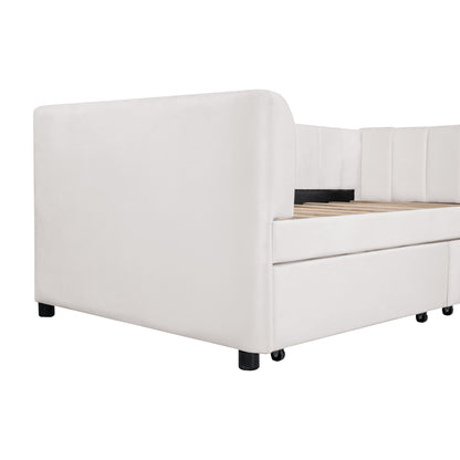 Tano Twin Size Upholstered Daybed with Drawers - Beige