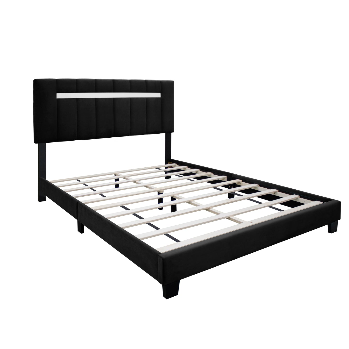 York Queen Size Platform Bed with Adjustable Height - Black