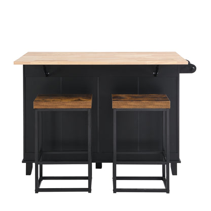 TOPMAX  Kitchen Island Set with 2 Seatings - Black