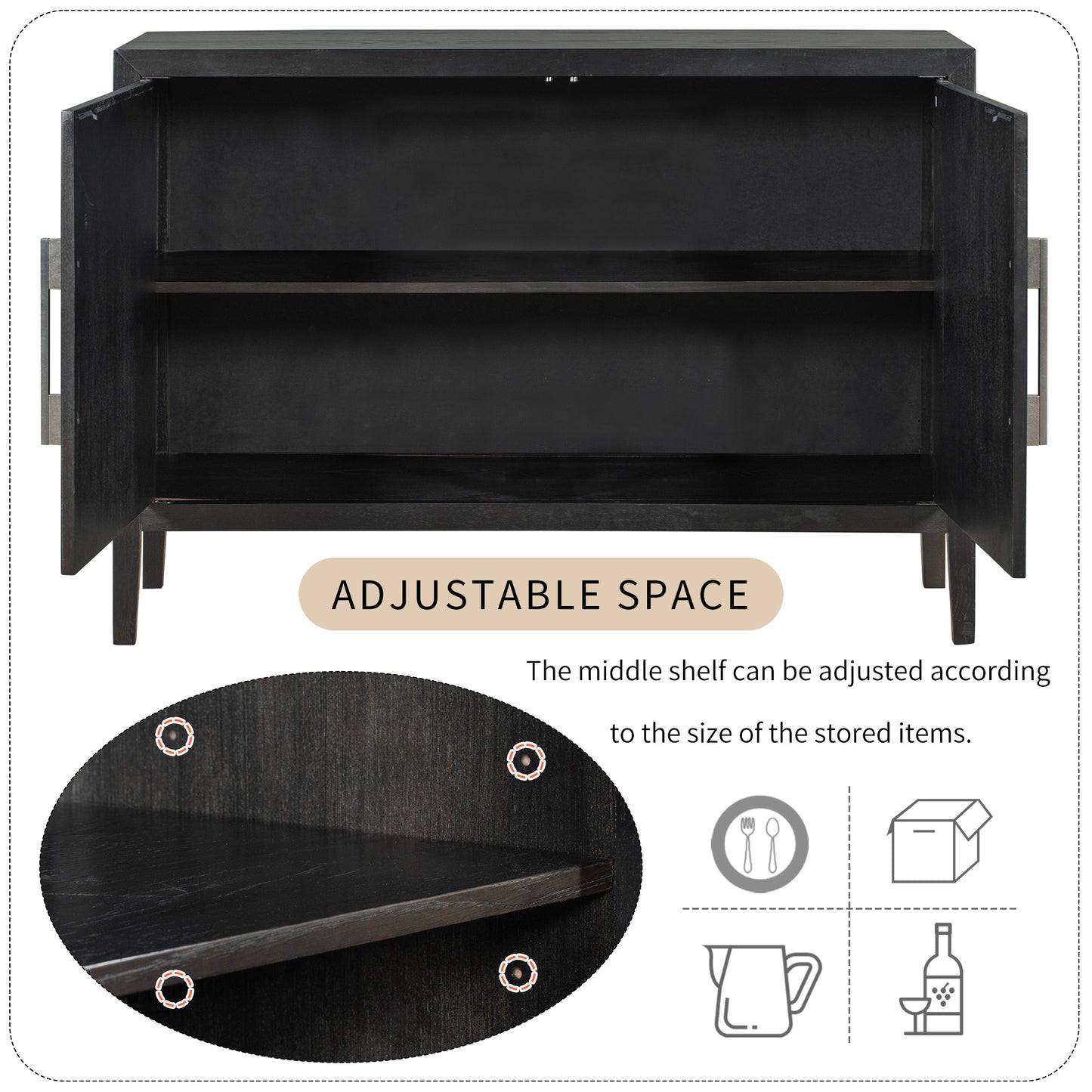 Otto Sideboard Accent Cabinet - Black