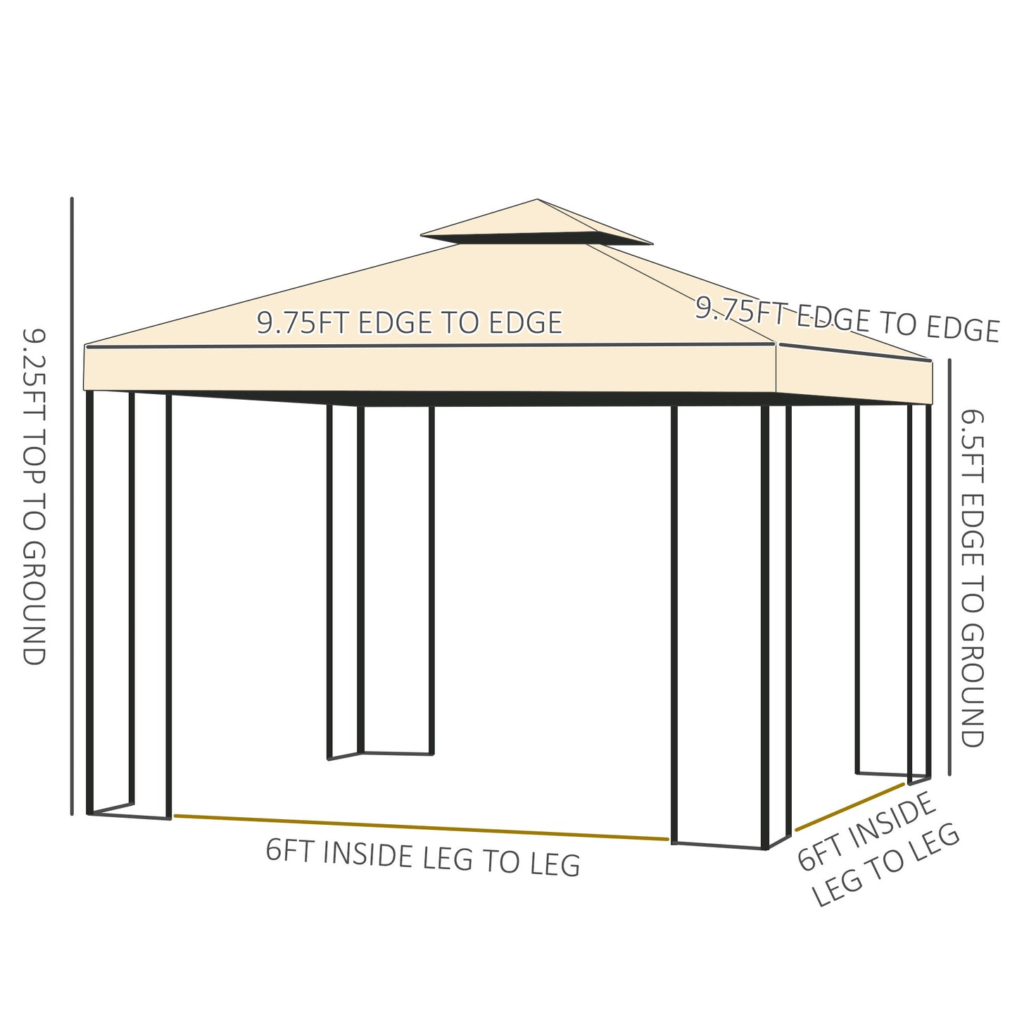 Vada 10 x 10 ft Metal Patio Gazebo - Beige