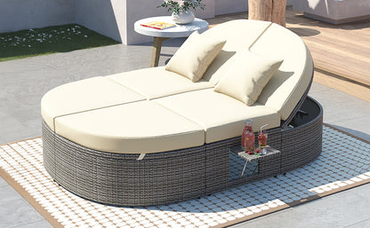 Burley Outdoor Sun Bed Patio 2-Person Daybed - Beige