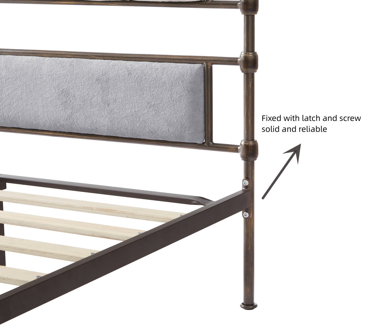 King size High Boad Metal Bed Frame - Gray