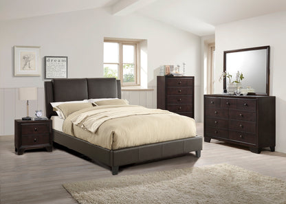 Niki Faux Leather Upholstered California King Size Bed - Brown