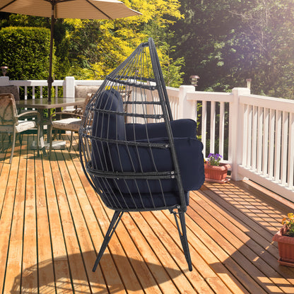 Mora Egg Wicker Outdoor Indoor Basket Chair - Navy