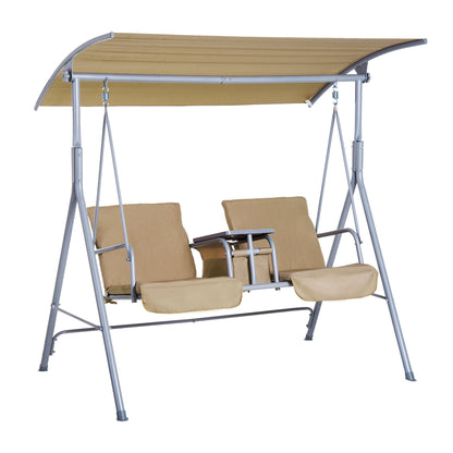 Dorie 2-Seat Patio Swing Chair with Canopy - Beige