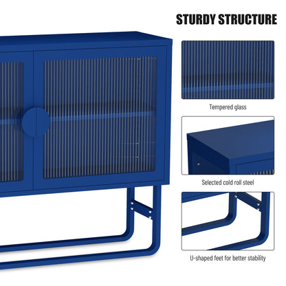 Tempered Glass Cabinet Credenza - Blue