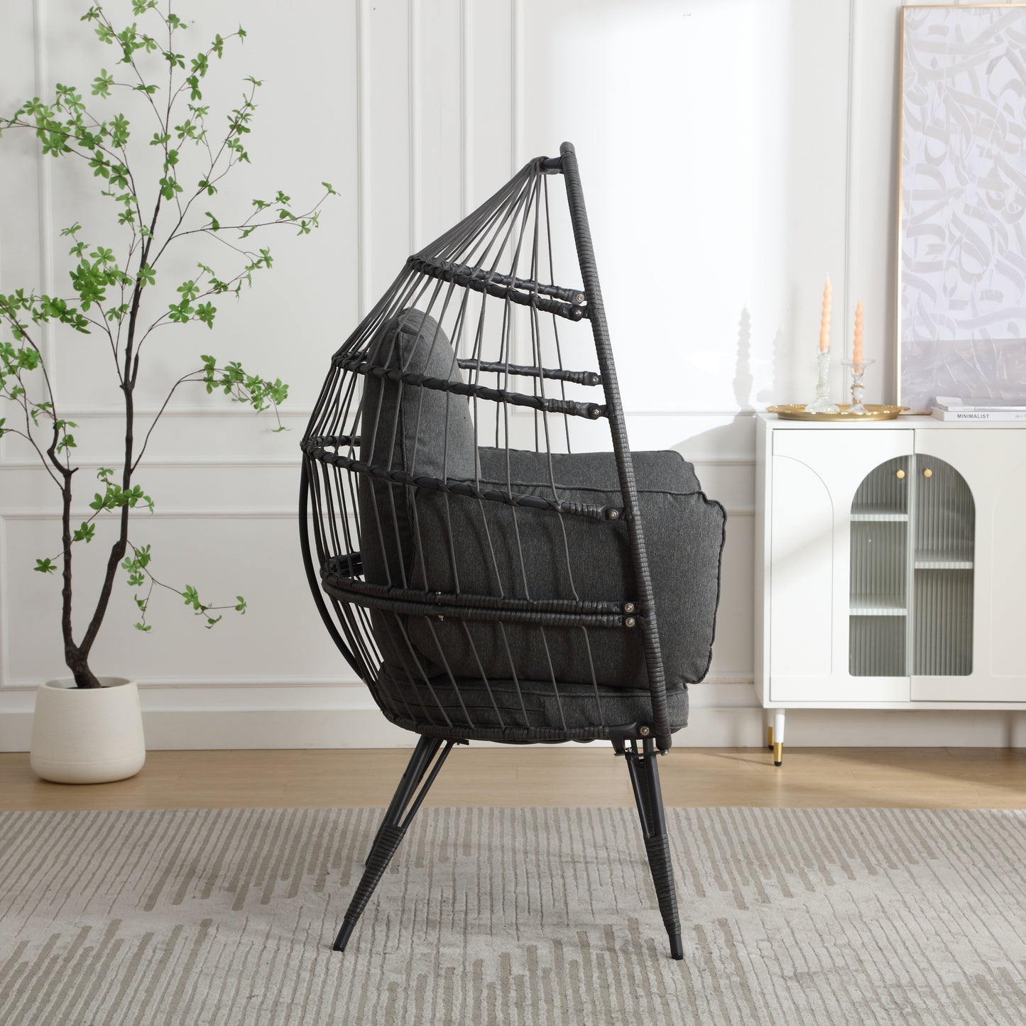 Mora Egg Wicker Outdoor Indoor Basket Chair - Gray