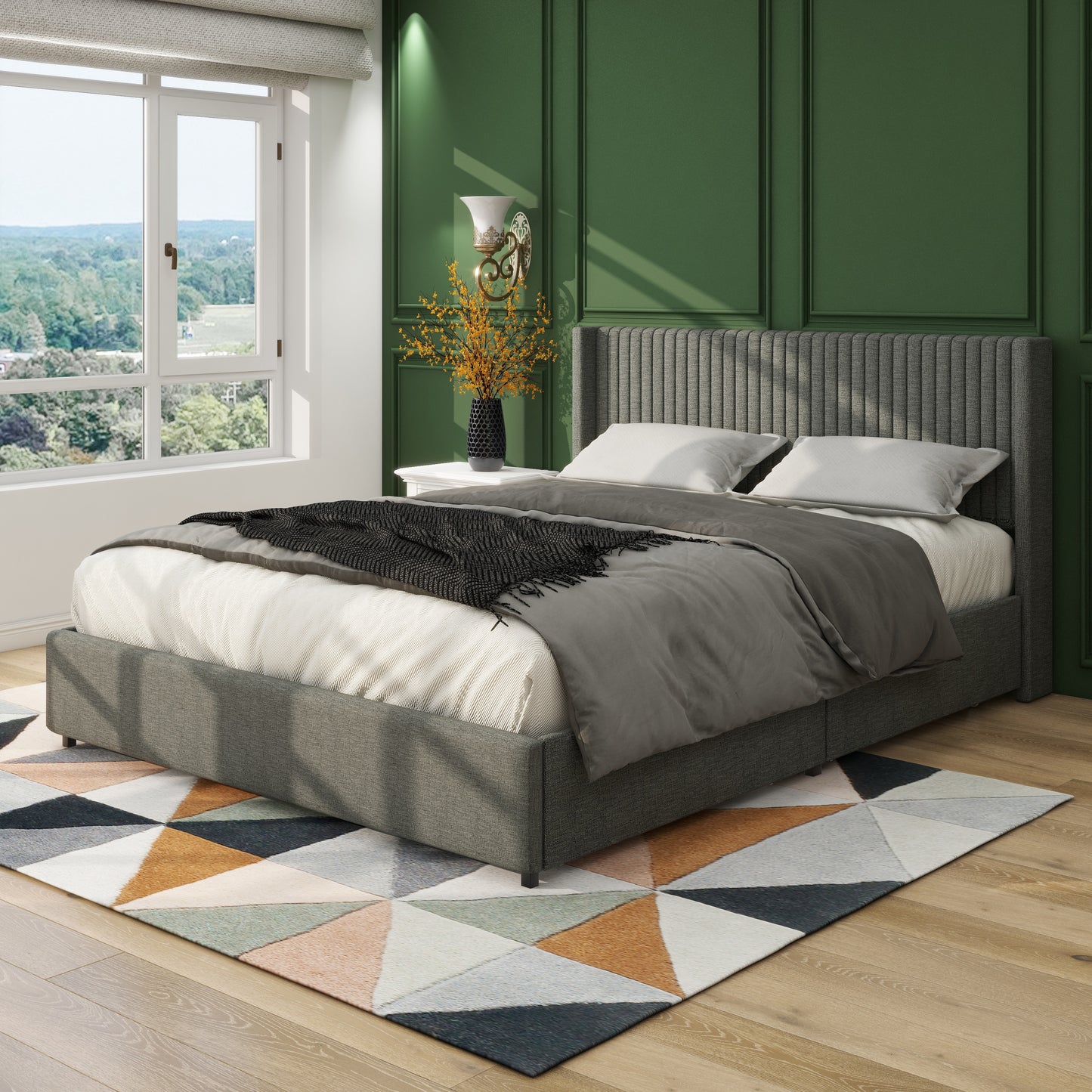 Anna Queen Size Platform Bed - Gray