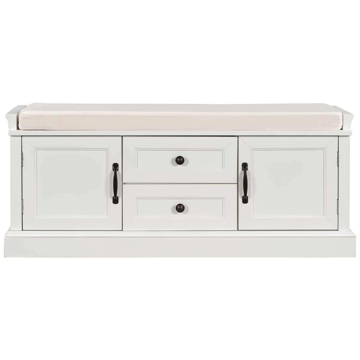 Stash Storage Bench with 2 Drawers and 2 Cabinets - White