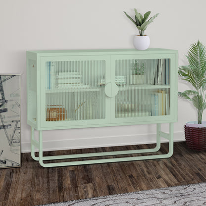 Tempered Glass Cabinet Credenza - Light Green