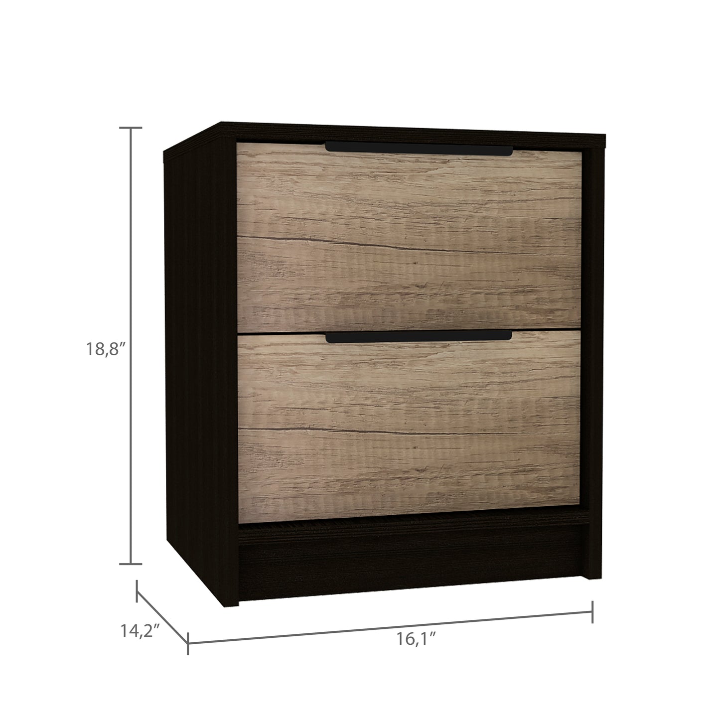 Kaia Nightstand Metal Handle - Black /Pine