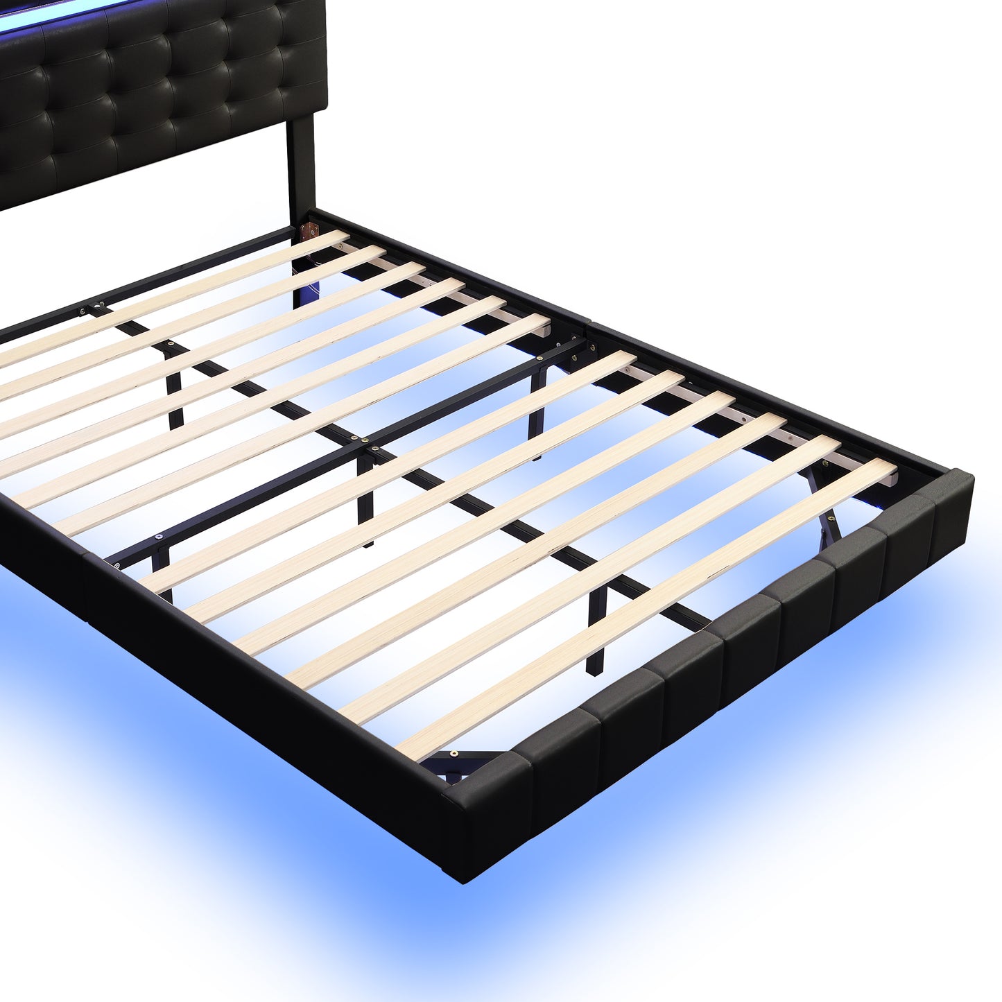 Marc II Queen Size Floating Bed Frame with LED - Black