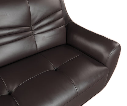 Nova Genuine Leather Loveseat - Brown