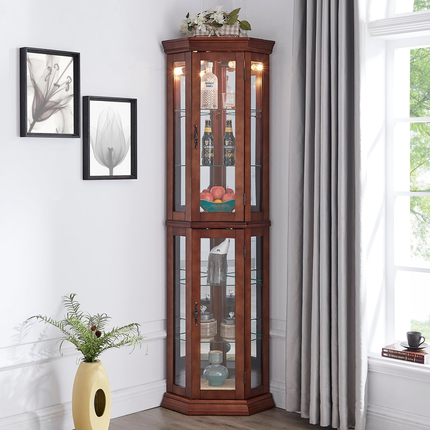 Larson Corner Curio Cabinet - Walnut