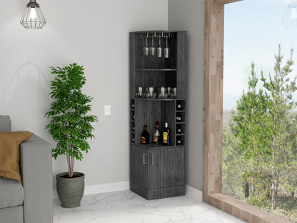 Isabelle 8-Bottle 2-Shelf Bar Cabinet - Smokey Oak