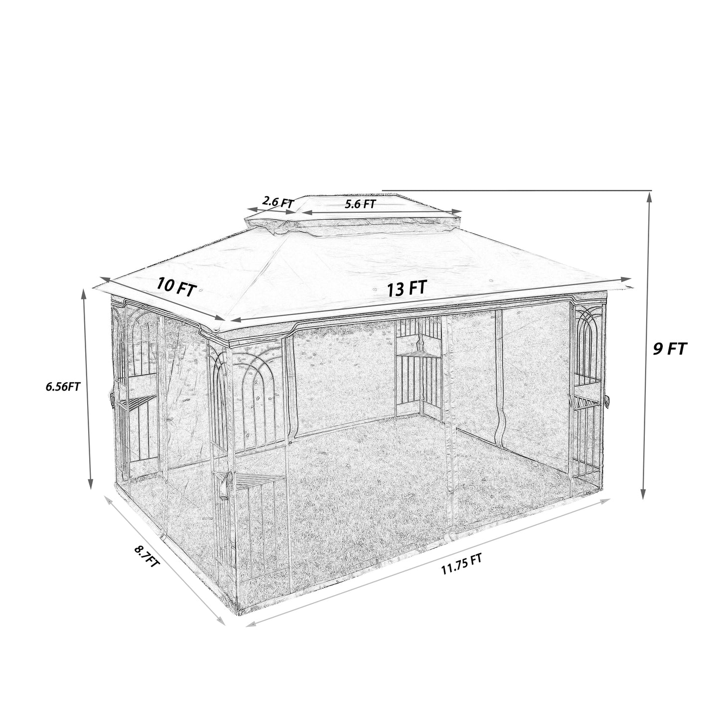 Kay 13 x 10 ft Outdoor Patio Gazebo Canopy Tent - Brown