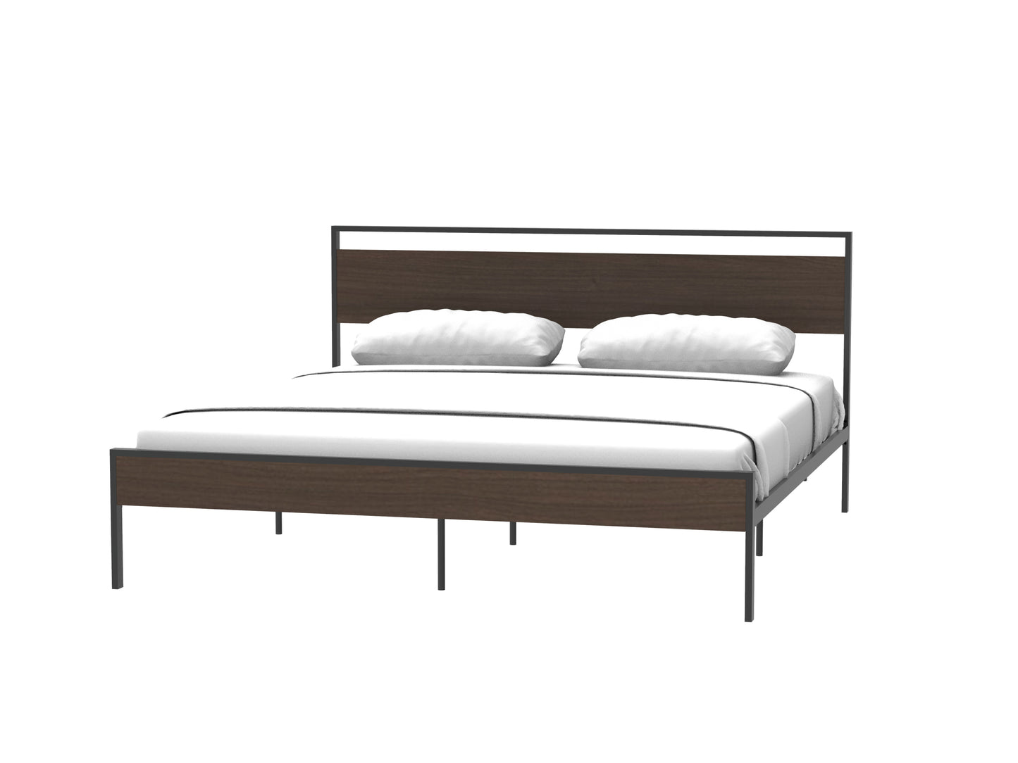 Ceres King Size Metal Bed - Walnut