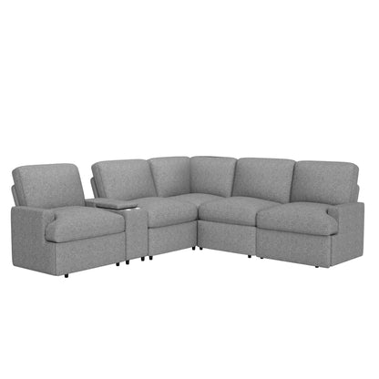 Emil Power Recliner Sofa Sectional with Storage - Grey