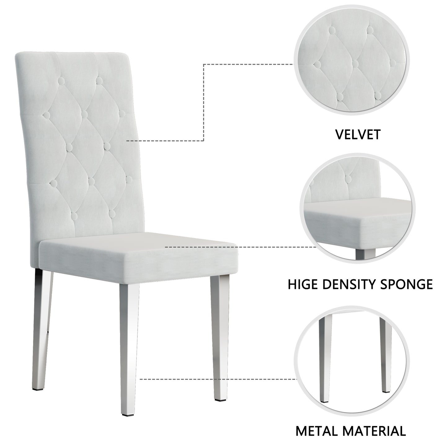 Galvin Velvet Dining Chairs with Metal Legs (Set of 2) - Beige