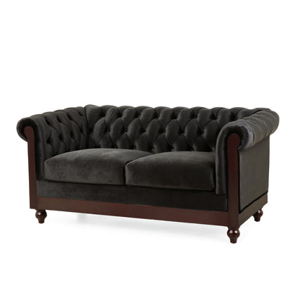 Vivalux Velvet Loveseat Sofa - Black