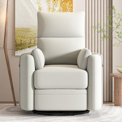 Niki Upholstered Swivel Recliner - Beige