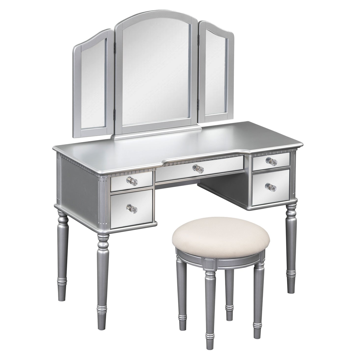 Hannah Makeup Vanity Set for Bedroom - Silver