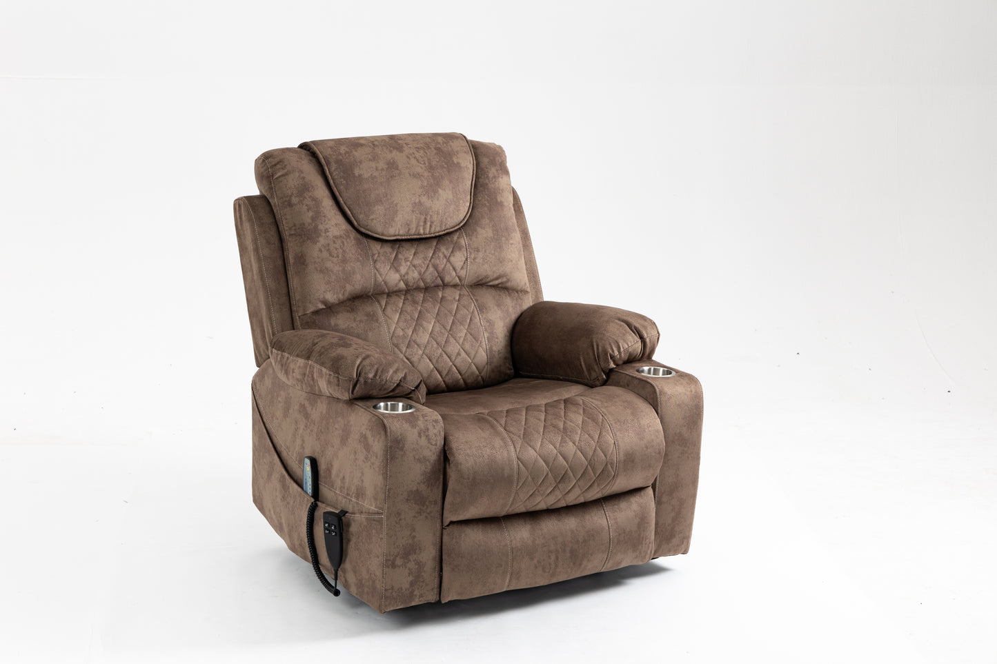 Morris Power Lift Velvet Recliner Motion Reclining Chair - Brown