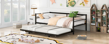 Wago Twin Size Metal Daybed with Adjustable Trundle - Black