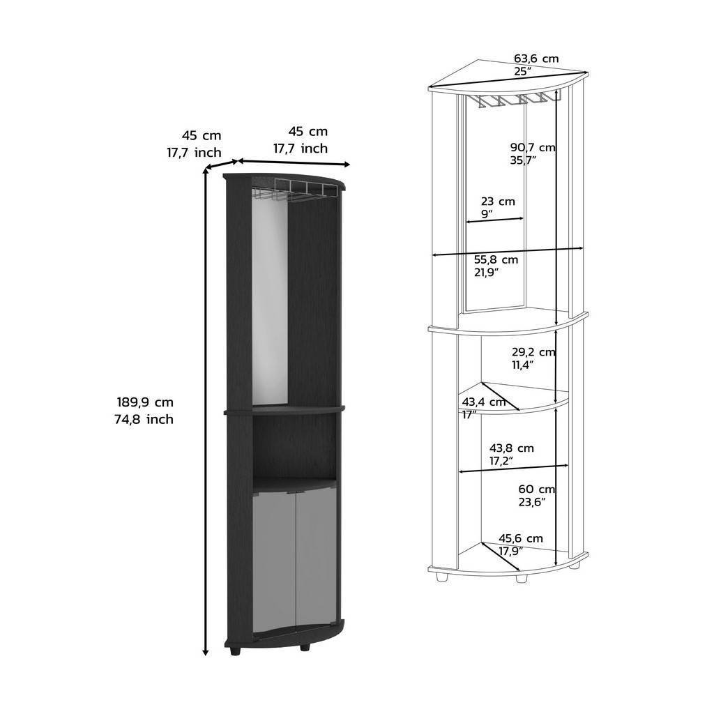 Leon Corner Bar Cabinet - Black