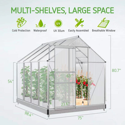 Miika 8.3' x 6.3 x 6.8' Aluminum Outdoor Greenhouse