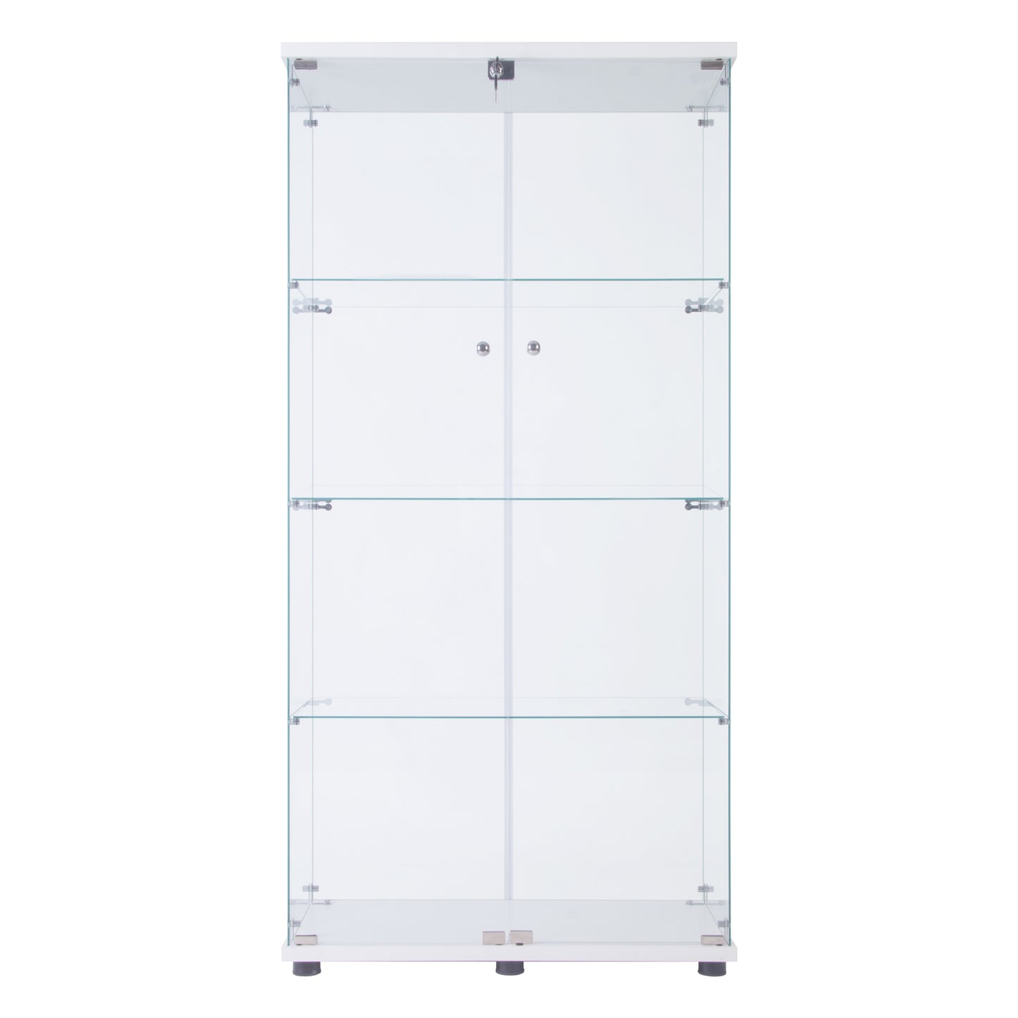 Mega 4 Shelves Glass Display Cabinet - White