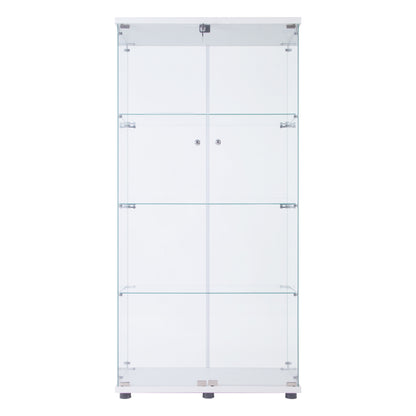 Mega 4 Shelves Glass Display Cabinet - White