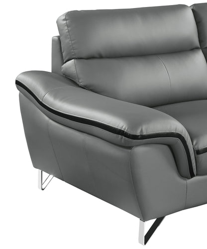 Eden Genuine Leather Loveseat - Gray