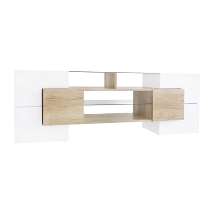 Trax TV Stand with 2 Illuminated Glass Shelves - Wood