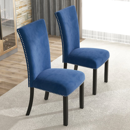 Divina Velvet Dining Chairs (Set of 2) - Blue