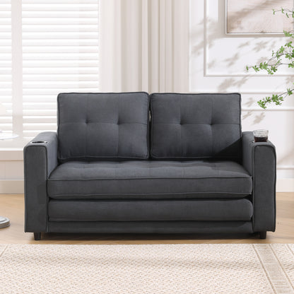 Neo Tufted Loveseat with Pull Out Sleeper - Dark Gray