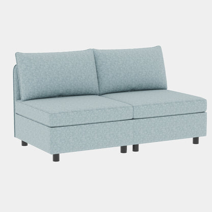 Keen Loveseat  With Ottoman - Blue