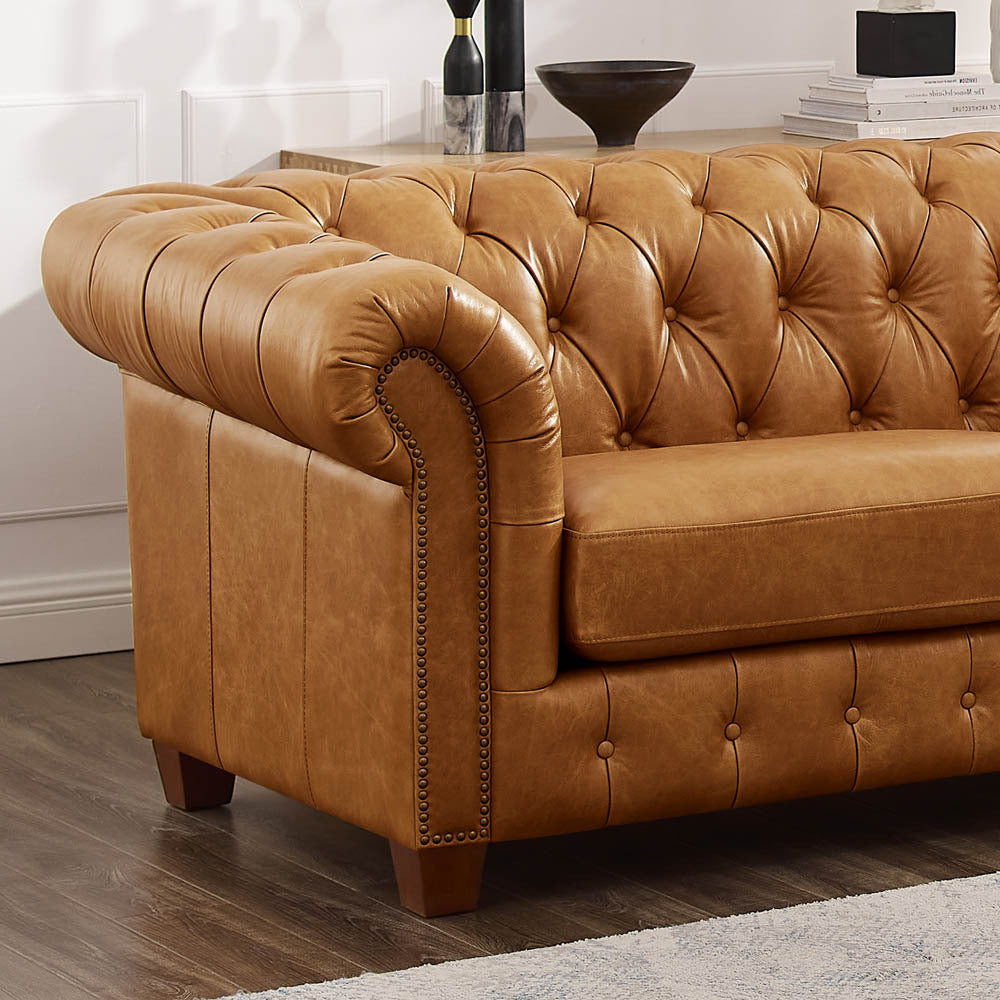 Kingston Waxy Pull-up Leather Loveseat