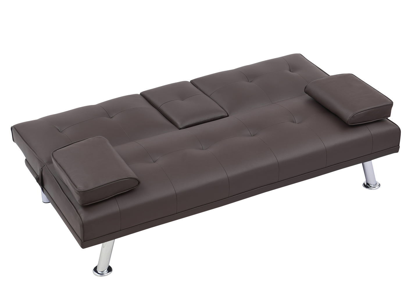 Neza Convertible Faux Leather Sofa Bed  - Brown